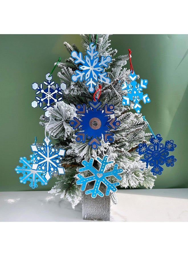 Winlyn 56 Sets 8 Styles Magic Color Scratch Blue Snowflake Ornaments Decorations Scratch Art Christmas Craft Kits Winter Crafts for Kids Holiday Seasonal Home Classroom Activities Party Favors - Image 3