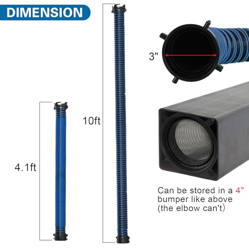 OUTPRIZE 10FT RV Sewer Hose Extension, EXTREME Heavy Duty 24 Mil TPE Material for Abrasion Resistance and Crush Protection, Camper Sewer Extension Hose with Caps, Blue - Image 2