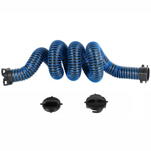 OUTPRIZE 10FT RV Sewer Hose Extension, EXTREME Heavy Duty 24 Mil TPE Material for Abrasion Resistance and Crush Protection, Camper Sewer Extension Hose with Caps, Blue - Image 1
