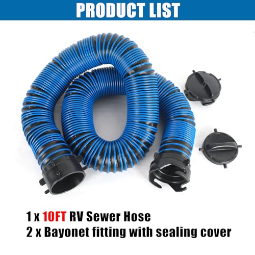 OUTPRIZE 10FT RV Sewer Hose Extension, EXTREME Heavy Duty 24 Mil TPE Material for Abrasion Resistance and Crush Protection, Camper Sewer Extension Hose with Caps, Blue - Image 4