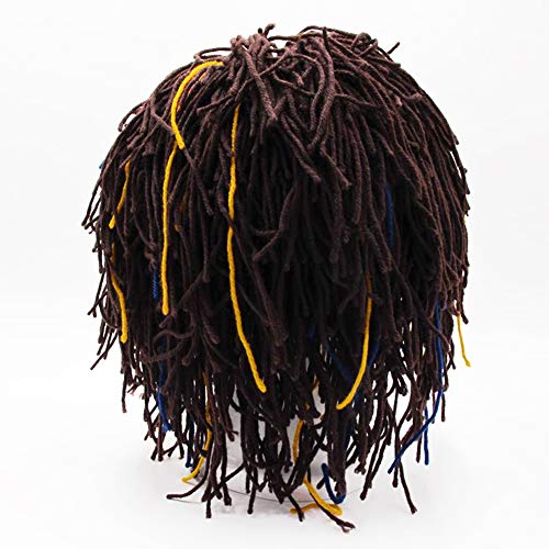 Kirmoo Knit Rasta Beanie Hats for Men Funny Winter Hats for Adults Jamaican Hat with Dreadlocks Fake Dreads Wig (Brown Beanie) - Image 5