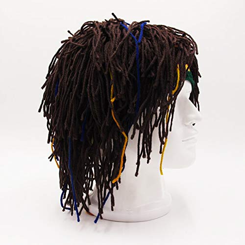 Kirmoo Knit Rasta Beanie Hats for Men Funny Winter Hats for Adults Jamaican Hat with Dreadlocks Fake Dreads Wig (Brown Beanie) - Image 3