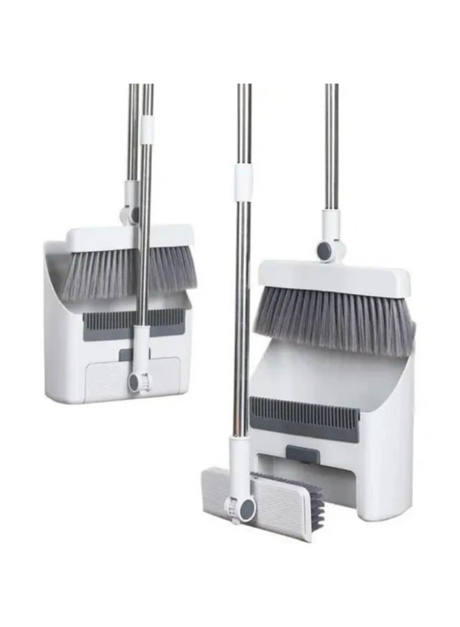 Long Handle Broom and Dustpan Set – Upright Design with Self-Cleaning Teeth – Built-In Storage for Easy, Hands-Free Cleaning – Lightweight & Durable for Home and Office - Image 2