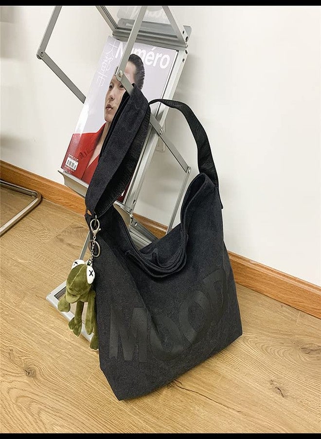 Sumleno Canvas Messenger Vintage Big Alt Emo Crossbody Bag Goth Punk Shoulder Satchels Harajuku Grunge Handbag (Black) - Image 4