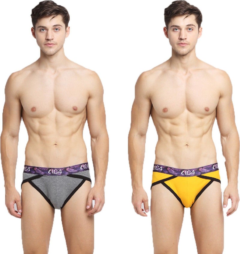 IC4 Store IC4 Men's Blaze Briefs Charcoal and Yellow Pack of 2 - Image 1