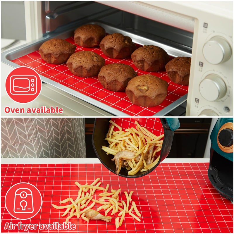 EuChoiz Silicone Baking Mat Roll 16IN*5FT Free Cutting, Non-Slip Pastry Mat, Non-Stick Reusable Air Fryer Liner, Oven Liners, Freeze Dryer Mat, Easily Cut to Size Fit All Ovens Pans Tins Dishes - Image 4