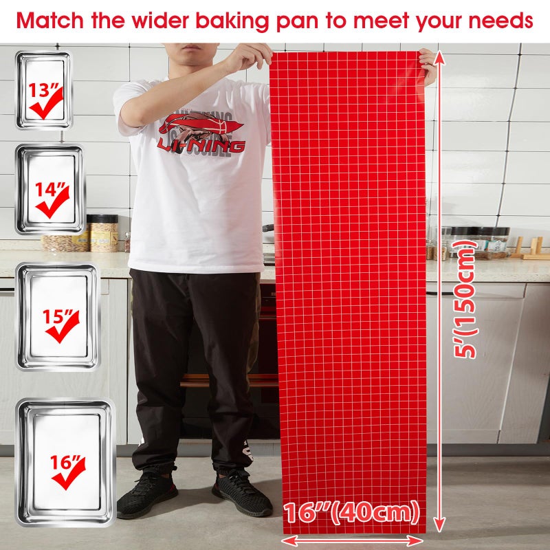 EuChoiz Silicone Baking Mat Roll 16IN*5FT Free Cutting, Non-Slip Pastry Mat, Non-Stick Reusable Air Fryer Liner, Oven Liners, Freeze Dryer Mat, Easily Cut to Size Fit All Ovens Pans Tins Dishes - Image 3