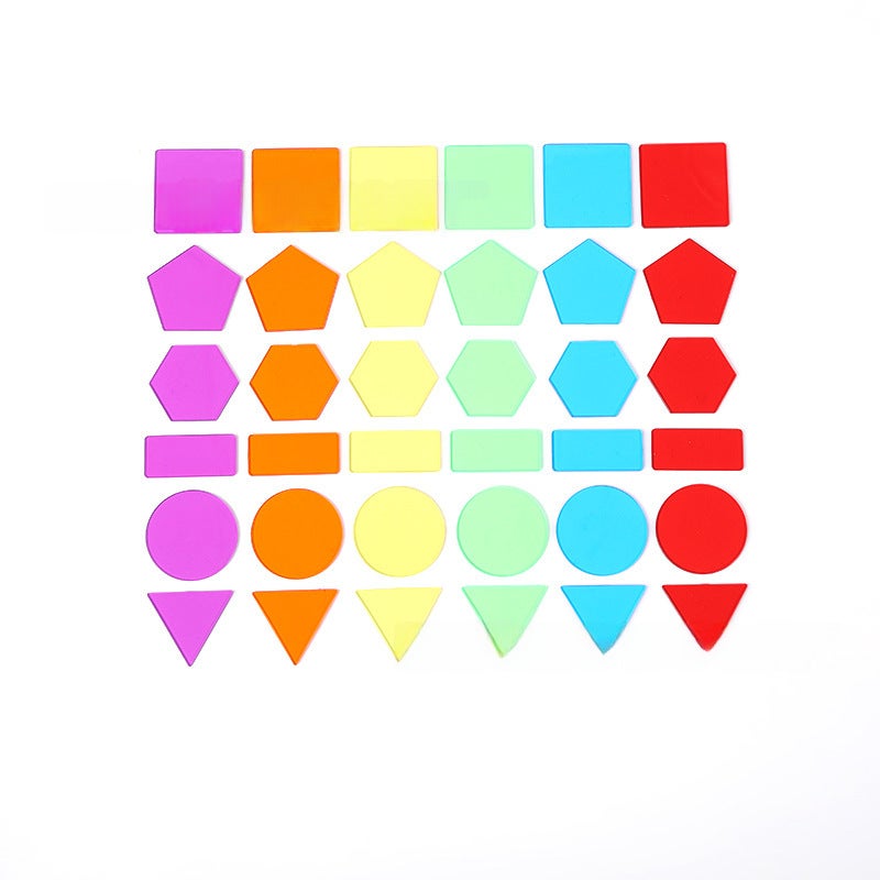 Children's Educational Ornaments Multi-Color Transparent Geometric Piece Graphics Early Education Brain-Moving Educational Ornaments Hands-On DIY Puzzles(5cm transparent geometric piece 6 colors) - Image 1