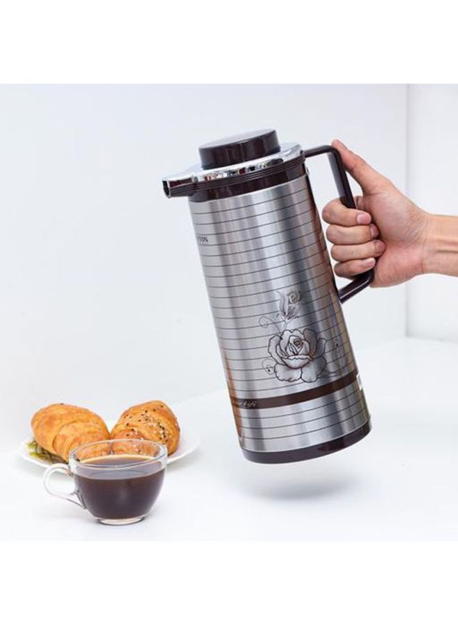 KRYPTON Printed Steel Flask With Handle 1L Silver/Brown - Image 5