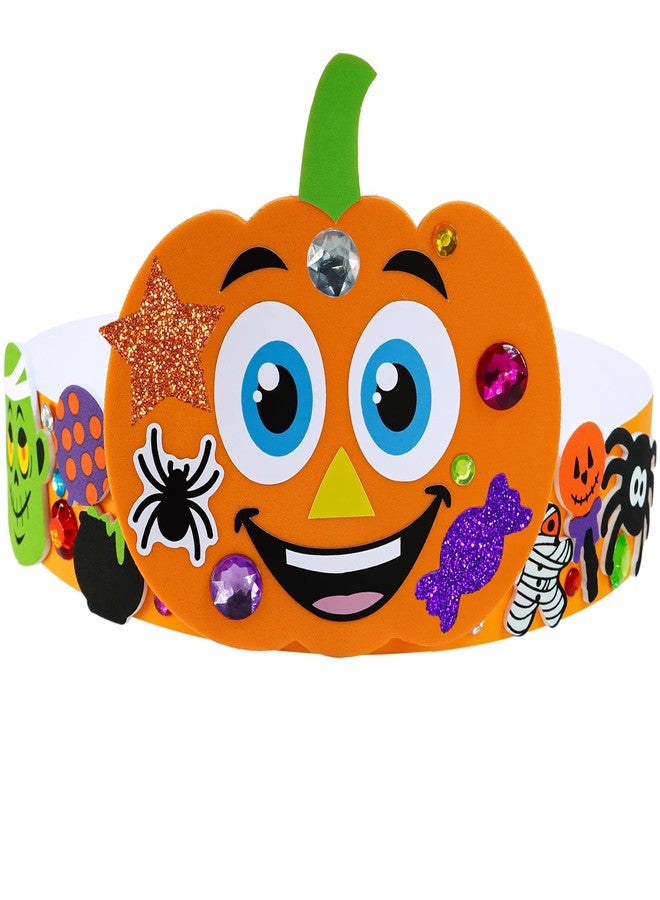 Winlyn 24 Sets Halloween Headbands Craft Kits DIY Crown Art Sets With Foam Stickers - Spider, Bat, Jack-o'-Lantern, Witch Hat - for Kids Classroom Activities, Party, Trick-or-Treat - Image 3