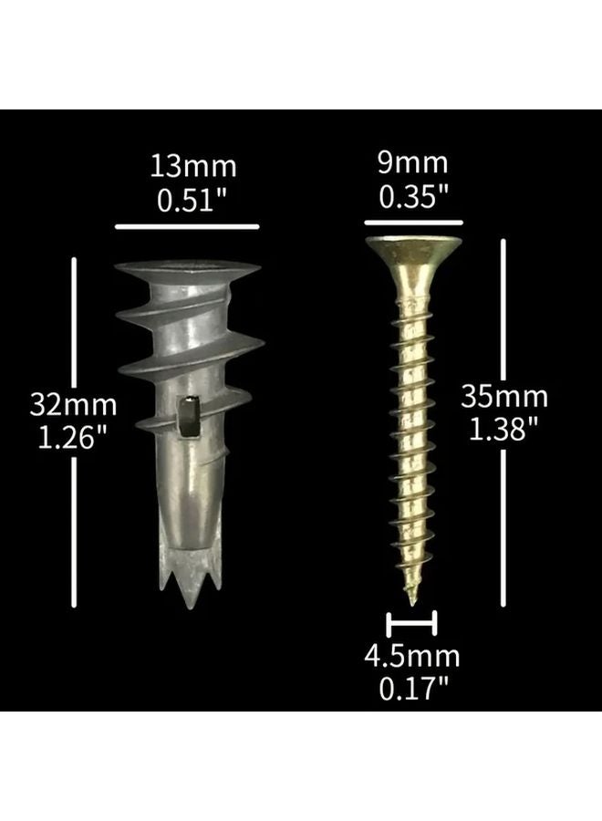 20 Piece Heavy Duty Zinc Self Drilling Drywall Anchors Kit 10 Metal Wall Anchors 10 8x1 1 4 Screws - Image 3