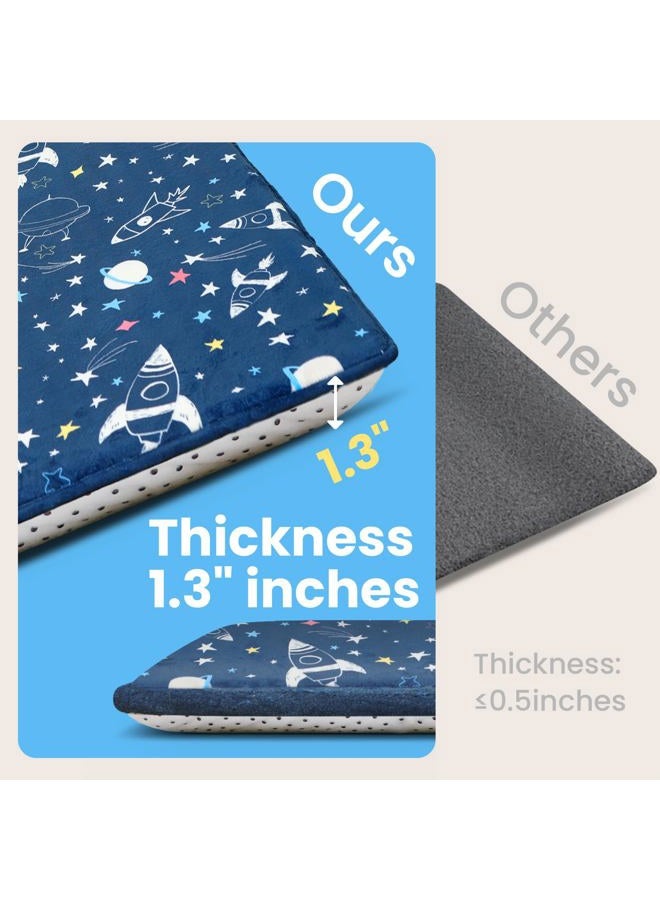 Huloo Sleep Baby Play Mat for Floor,1.3" Thick Cushioned Playpen Mat 50"x50",Extra Soft Elasti-Foam,Water Repellent Coral Velvet,Non-Slip for Crawling&Tummy Time,Infant Toddler Kids Nursery Rug(Space) - Image 2