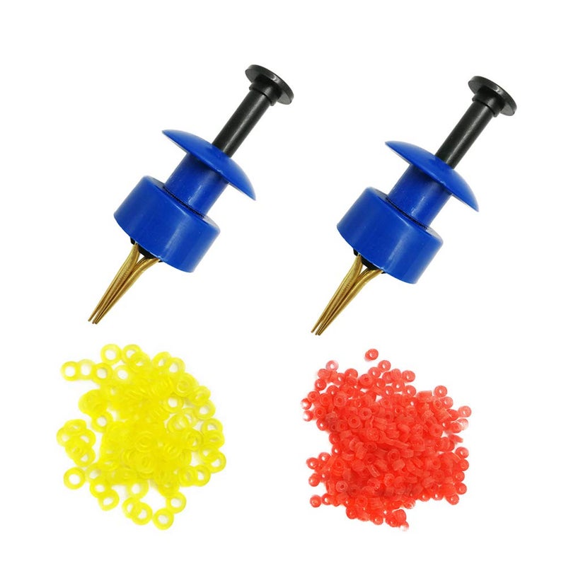 Drchoer 2X Pellet Bander Tool Micro Bait Bands Banding Match Coarse Fishing Terminal Tackle Set w/ 600 Bands(Blue) - Image 1