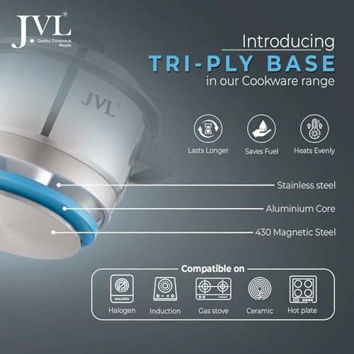 JVL Stainless Steel Triply Base Idli Cooker Gas & Induction Compatible Idly, Dhoklas, Idiyappam, Momo Steamer (Stainless Steel, 6 Plates) Rod + Lifter (Rod or idly stand model) - Image 3
