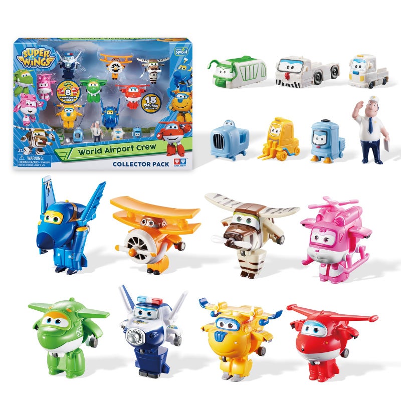 Super Wings Toys, Transformer Toys 2 Inch, Airplane Toy for Kids 3-5 Years Old, 15 Packs Transforming Jet Playset, Real Mobile Wheels, Birthday Party Supplies for Preschool Boys and Girls - Image 1