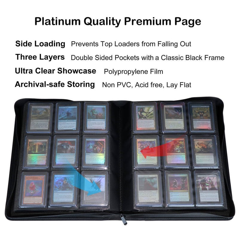 Rieton Top loader Binder, Holds 432 Top Loaders, 9 Pockets Top Loader Binder with Sleeves for Cards in 3'' x 4'' Top loaders - Image 3