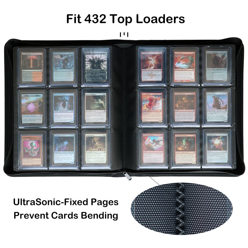 Rieton Top loader Binder, Holds 432 Top Loaders, 9 Pockets Top Loader Binder with Sleeves for Cards in 3'' x 4'' Top loaders - Image 2