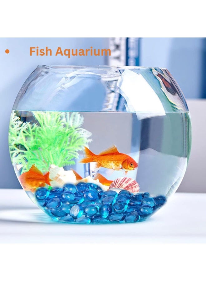 ARABIQO Blue Glass Gemstone Beads 2.5 LBS, Decorative Flat Marbles for Vase Fillers, Fish Tank Stones, Floral Gems & Home Décor, Mosaic Pebbles for Aquariums & Events - Image 3