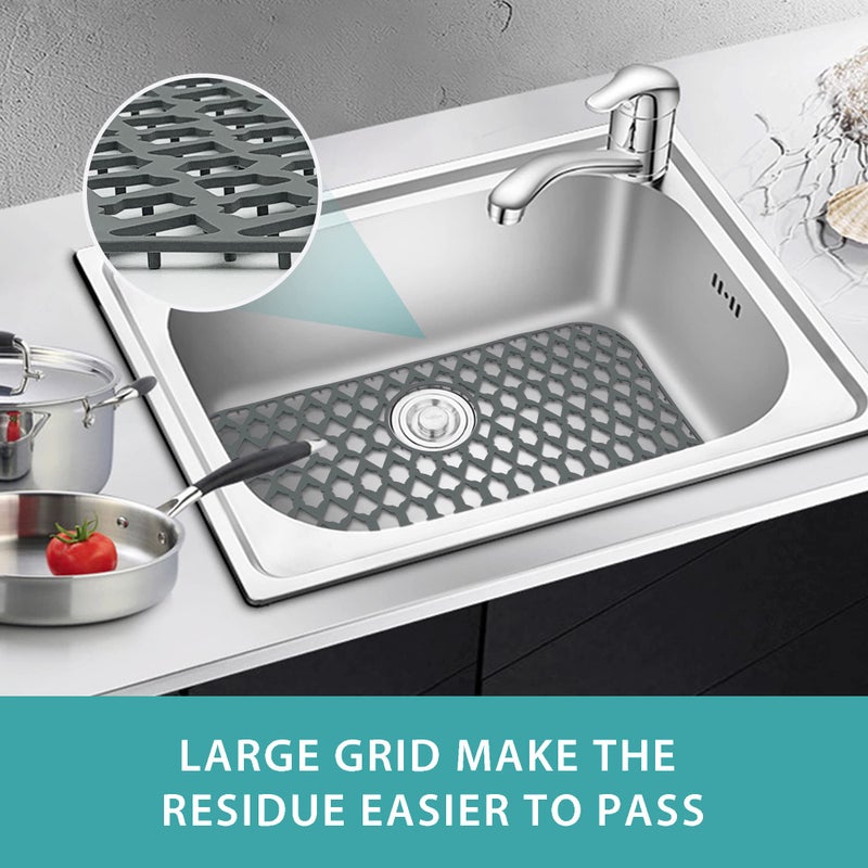 SAMSIER Sink Protectors for Kitchen Sink 13x11 &16x12 &19x14 &21x16 &22x13 &24x13 &26x14 &28x14 &30x16  Large Silicone Sink Mats Grid for Bottom of Farmhouse Sink (26 x14   Rear Drain) - Image 2