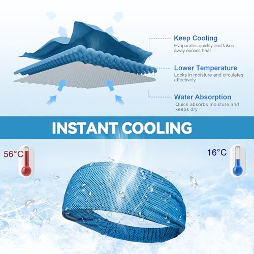 Sukeen Cooling Headbands for Women 4 Pack Instant Cooling Moisture Wicking NonSlip Sweatbands for Women Elastic Sweat Bands Headbands for Running Yoga Gym Sports Workout BlackBlueRose RedGray - Image 3