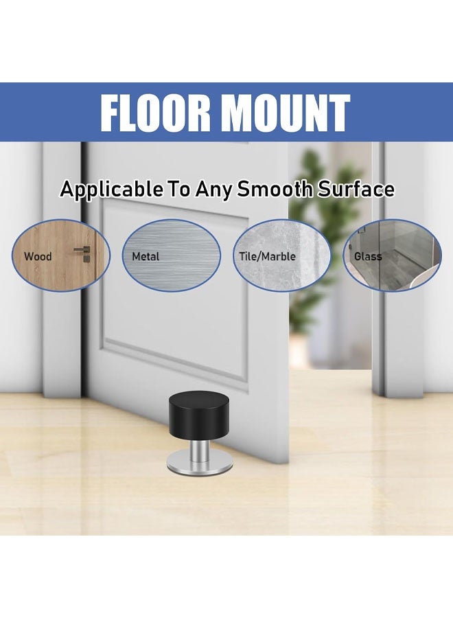 2pcs Black Silver Stainless Steel No-Punch Impact Door Stop Rubber Door Stopper - Image 3