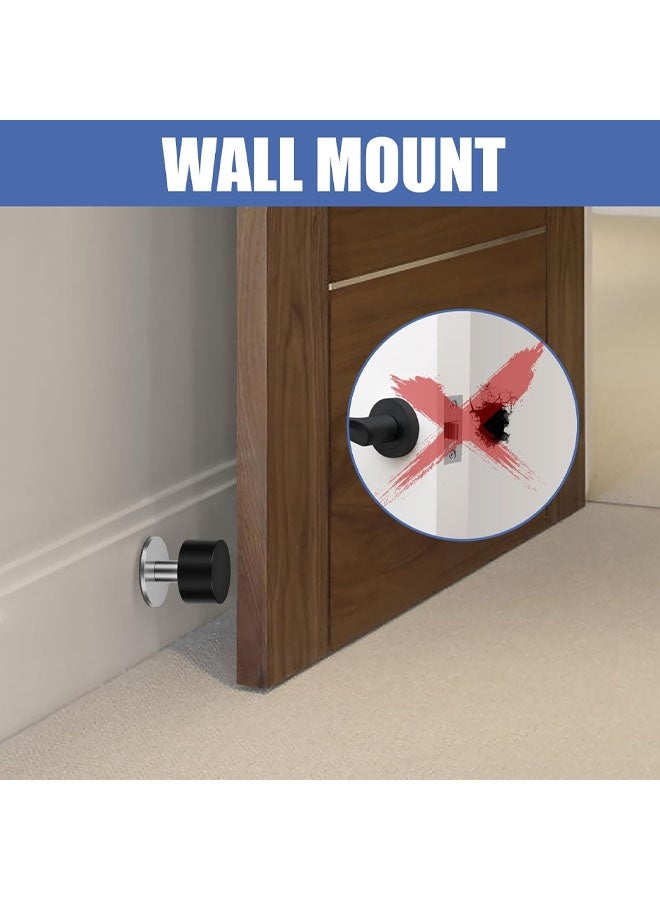 2pcs Black Silver Stainless Steel No-Punch Impact Door Stop Rubber Door Stopper - Image 4