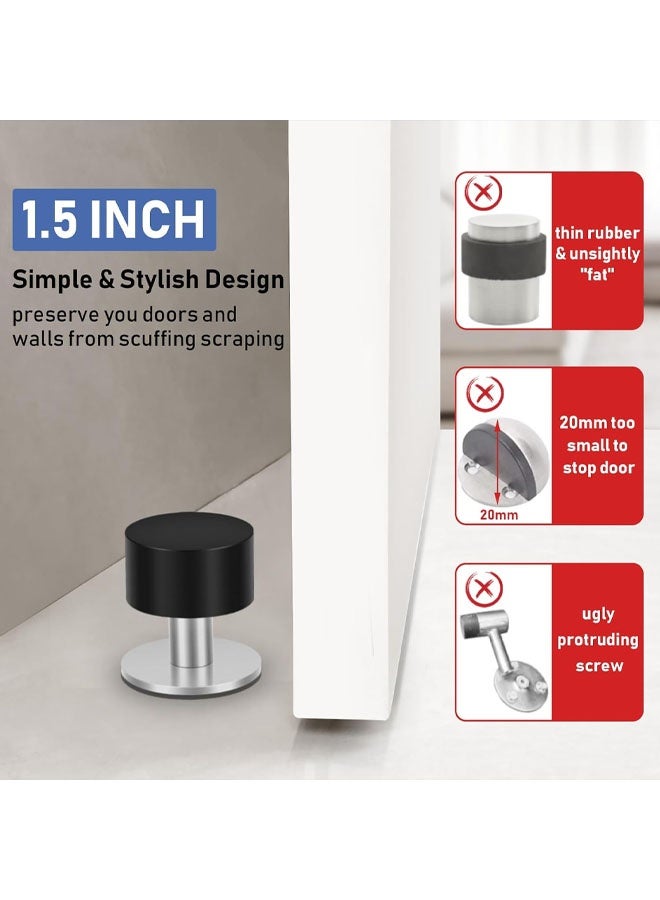 2pcs Black Silver Stainless Steel No-Punch Impact Door Stop Rubber Door Stopper - Image 5