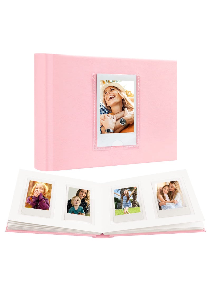 Ruibytree 64 Pockets Mini Photo Album with Writing Space  Front Window  2x3 Inch Photo Album for Fujifilm Instax Mini 12 11 9 99 8 7+ 40 Camera Fits Polaroid camera HP Sprocket K-pop Photocards(Pink)  - Image 1