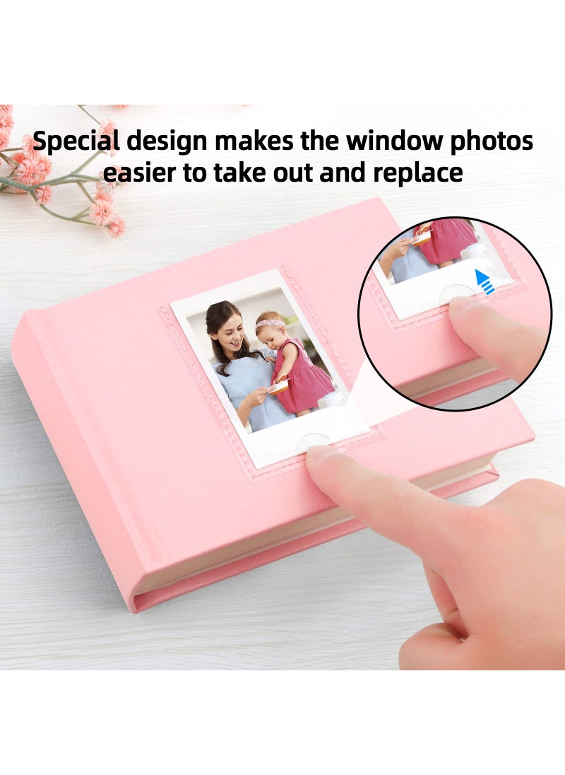 Ruibytree 64 Pockets Mini Photo Album with Writing Space  Front Window  2x3 Inch Photo Album for Fujifilm Instax Mini 12 11 9 99 8 7+ 40 Camera Fits Polaroid camera HP Sprocket K-pop Photocards(Pink)  - Image 4