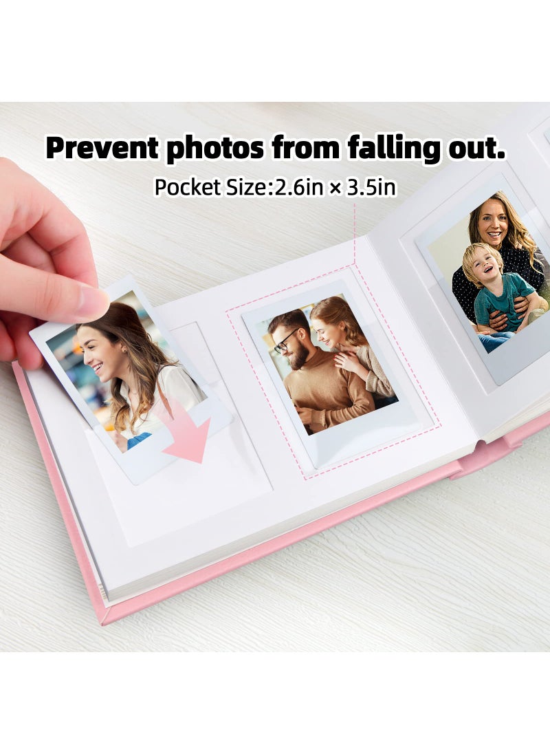 Ruibytree 64 Pockets Mini Photo Album with Writing Space  Front Window  2x3 Inch Photo Album for Fujifilm Instax Mini 12 11 9 99 8 7+ 40 Camera Fits Polaroid camera HP Sprocket K-pop Photocards(Pink)  - Image 5