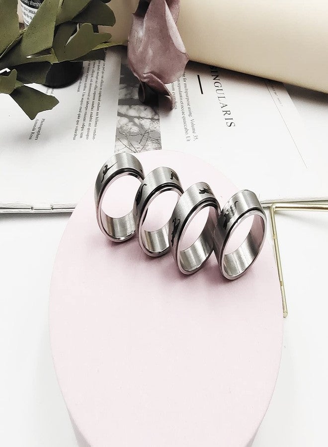 INENIMARTJ Dinosaur Fidget Rings for Women Men Stainless Steel Spinner Ring Dinosaur Anxiety Ring Jurassic Dinosaurs Anxiety Spinning Ring (A Tyrannosaurus, 6) - Image 5