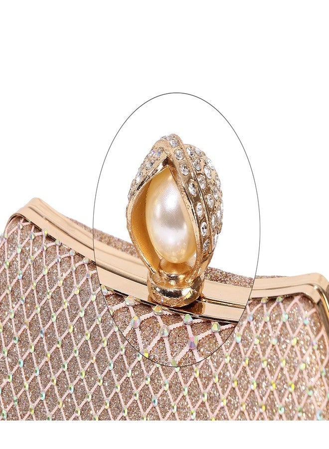 MUDUO Clutch Purses for Women Rhinestone Formal Evening Bag Sparkly Diamond Handbag for Cocktail Prom Party Wedding (Champagne-WZ88) - Image 4