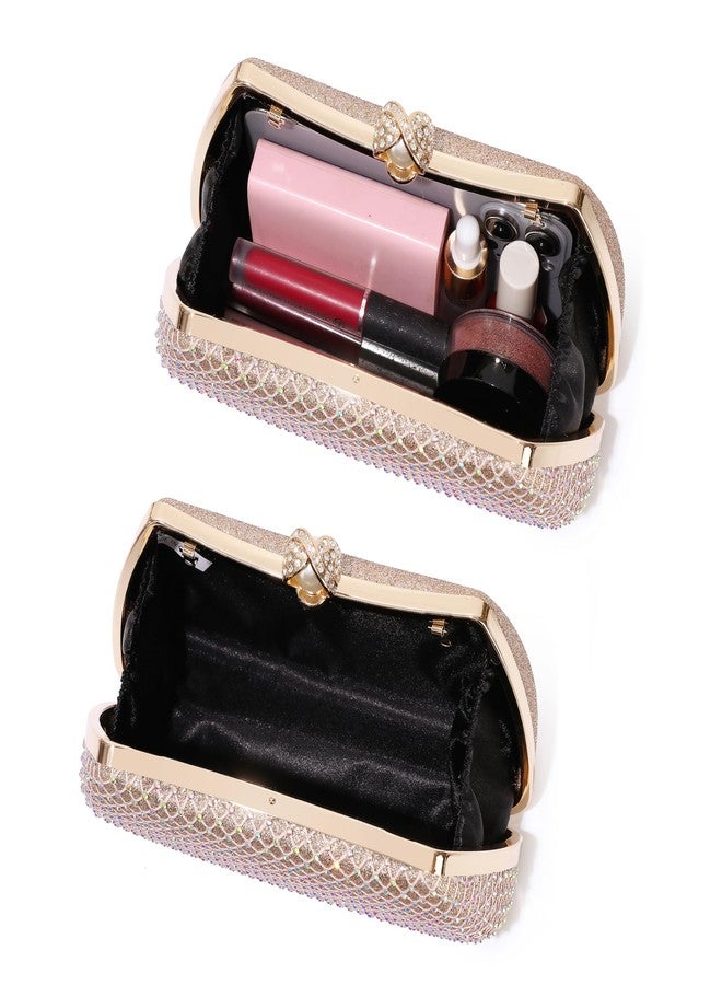 MUDUO Clutch Purses for Women Rhinestone Formal Evening Bag Sparkly Diamond Handbag for Cocktail Prom Party Wedding (Champagne-WZ88) - Image 5