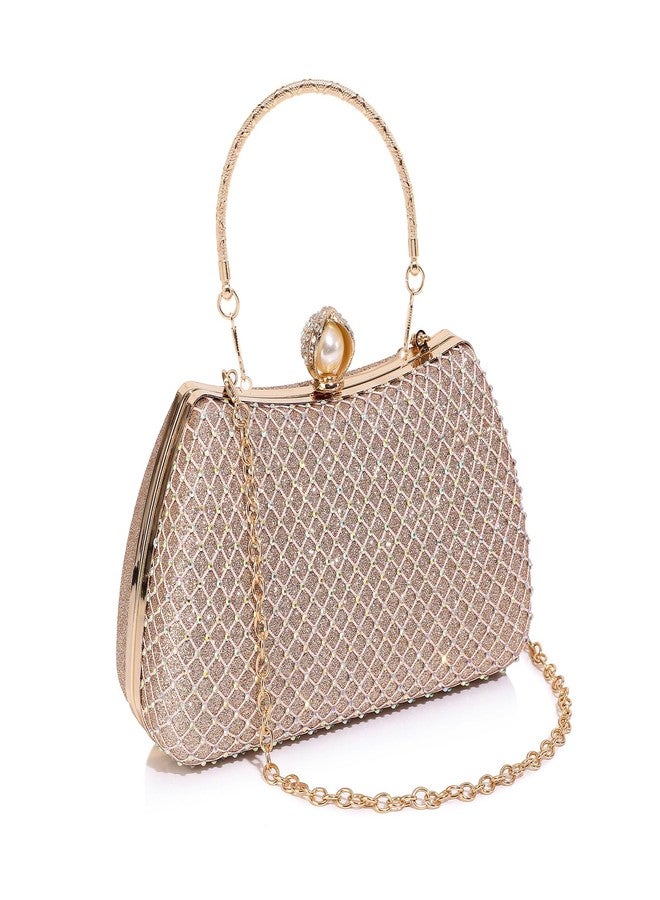 MUDUO Clutch Purses for Women Rhinestone Formal Evening Bag Sparkly Diamond Handbag for Cocktail Prom Party Wedding (Champagne-WZ88) - Image 1