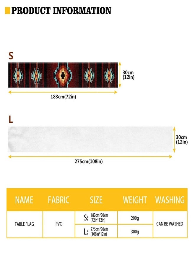 GLENLCWE Southwestern Native Aztec Print Long Table Runner,Tribal Style Table Runners Mat Decor for Party Dinner Festival,72 Inch,Easy to Clean - Image 3