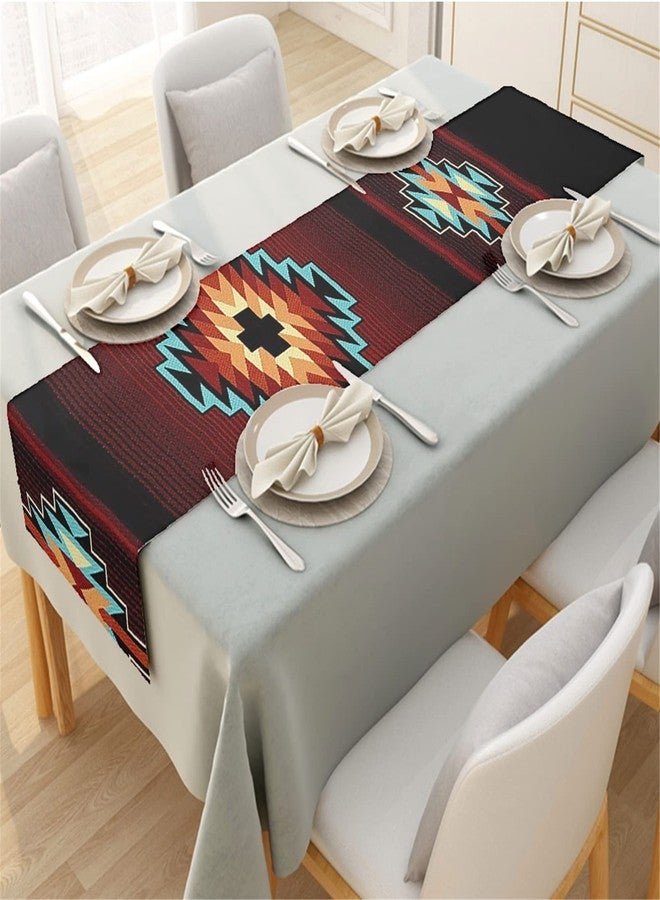 GLENLCWE Southwestern Native Aztec Print Long Table Runner,Tribal Style Table Runners Mat Decor for Party Dinner Festival,72 Inch,Easy to Clean - Image 2