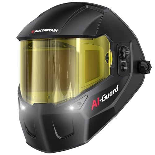 ARCCAPTAIN Intelligent Auto-Shade Welding Helmet, 180° Panoramic Auto-Darkening Hood with Internal Display, True Color 1/1/1/1, Memory & Gradient, Built-in LED Light for TIG/MIG/Stick/Cut/Grind - Image 1