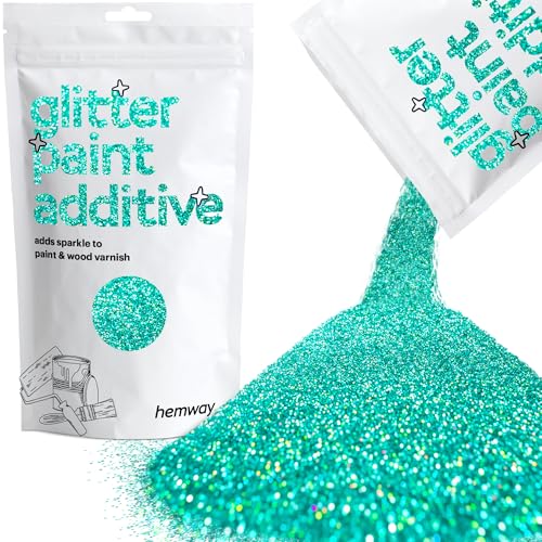 Hemway Glitter Paint Additive Glitter Crystals for Acrylic Paint, Interior & Exterior Walls, Wood, Varnish, Furniture, Matte, Gloss, Satin, Silk - 100g / 3.5oz - Turquoise Blue Holographic - Image 1