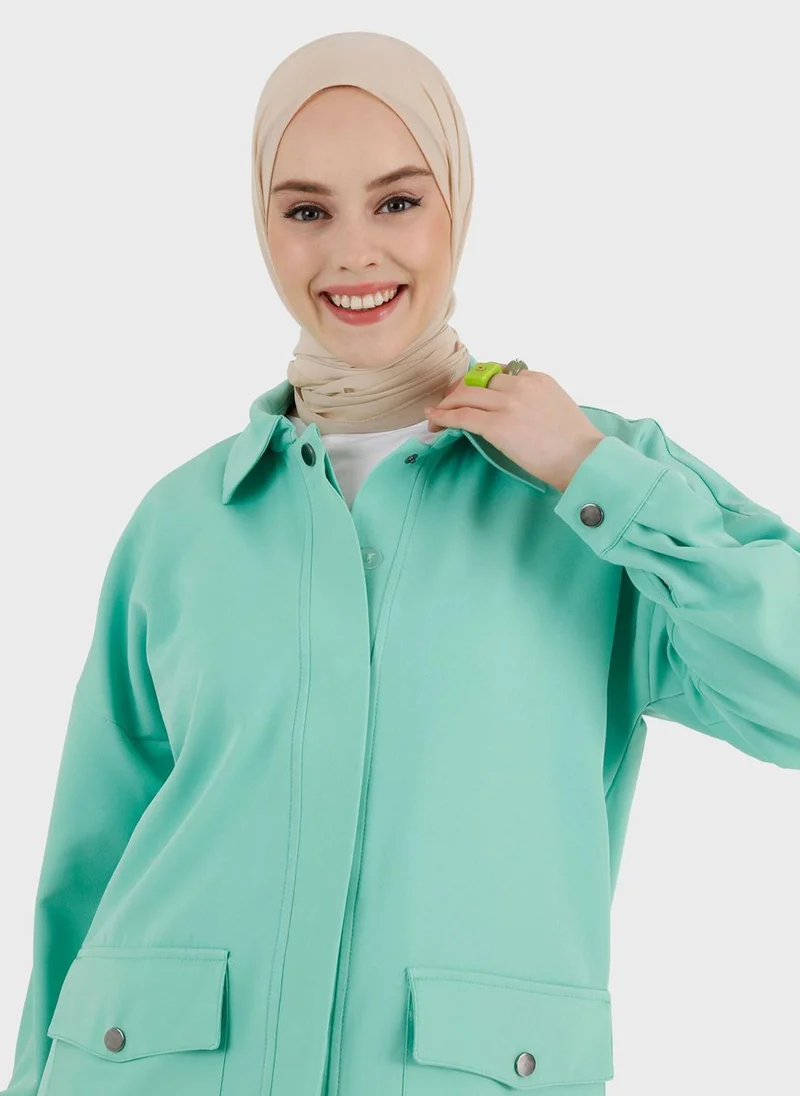 Benin by modanisa Pocket Detail Oversized Coat