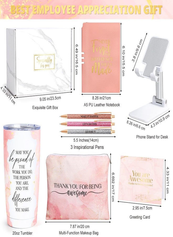 Suhctuptx Employee Appreciation Gifts, Appreciation Gifts for Coworkers, 8 Pcs Christmas Gift for Employees Coworkers Teacher Staff Principal Nurse, Cool Thank You Gifts Baskets w/ Tumbler Notebook (Pink) - Image 2