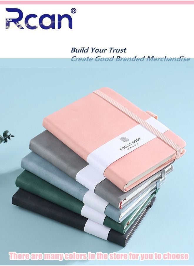 Rcan - 2 Pcs A7 Notebooks Pu Leather Hard Cover Elastic Band Mini Portable Thickened Notepad Memo Travel Diary Pocket Horizontal Line Small Book Suitable for Business Office School Students Family Writing - Image 1
