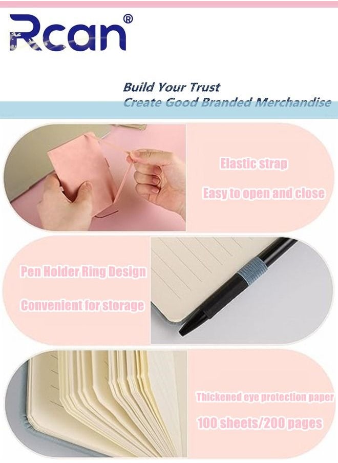 Rcan - 2 Pcs A7 Notebooks Pu Leather Hard Cover Elastic Band Mini Portable Thickened Notepad Memo Travel Diary Pocket Horizontal Line Small Book Suitable for Business Office School Students Family Writing - Image 1