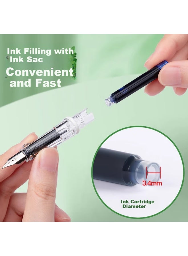 Truecolor Student Fountain Pen Pure Blue For Third Grade Elementary School Students, Ef Nib 3.4mm Diameter, Calligraphy Practice, Replaceable Ink Cartridge, Writing Posture Correction, Fountain Pen Set, Non-erasable Ink Pen, 4-piece Set - Image 2