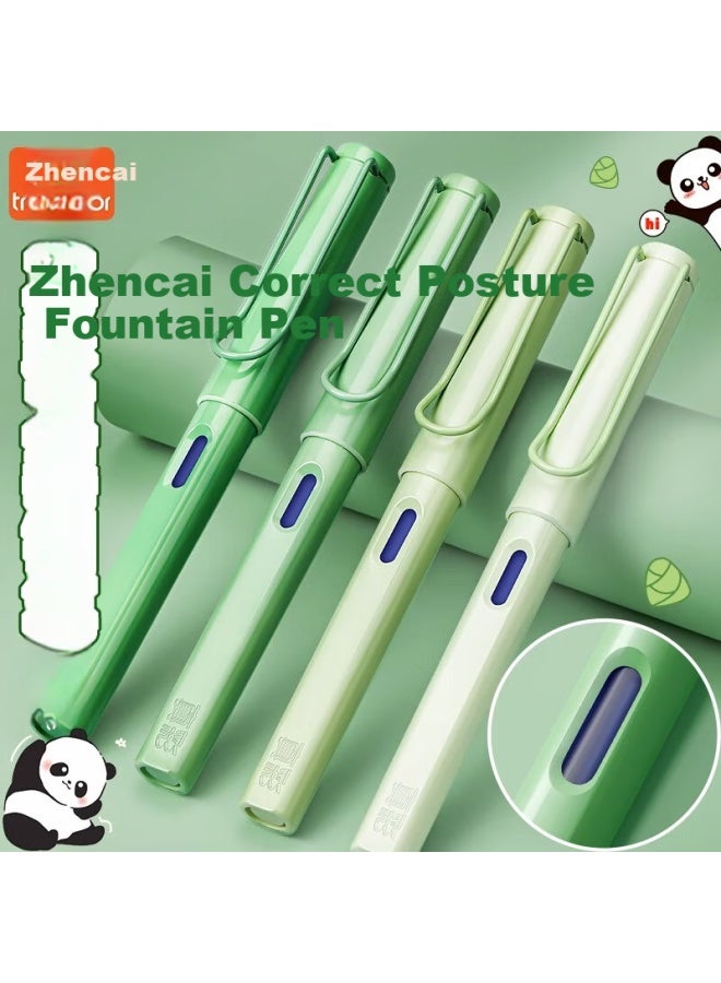 Truecolor Student Fountain Pen Pure Blue For Third Grade Elementary School Students, Ef Nib 3.4mm Diameter, Calligraphy Practice, Replaceable Ink Cartridge, Writing Posture Correction, Fountain Pen Set, Non-erasable Ink Pen, 4-piece Set - Image 1
