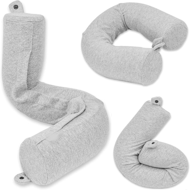 Zipron Twist Memory Foam Travel Pillow for Airplanes Travel Neck Pillow for Sleeping Airplane Pillow for Neck Support Chin Lumbar and Leg Adjustable Bendable Neck Roll Pillow - Image 1