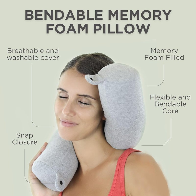 Zipron Twist Memory Foam Travel Pillow for Airplanes Travel Neck Pillow for Sleeping Airplane Pillow for Neck Support Chin Lumbar and Leg Adjustable Bendable Neck Roll Pillow - Image 3