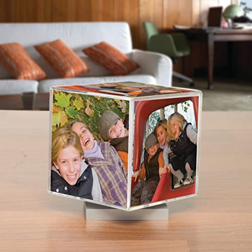 Neil Enterprises, Inc Neil Enterprises Inc. Spinning Photo Cube with Silver Base, holds 5 photos - Image 4