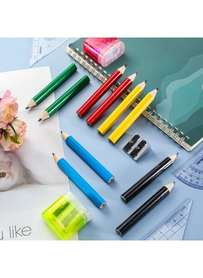 Marspark - 30 Pieces Short Triangular Fat Pencils Bulk Back To School Wooden Triangular Jumbo Pencils For Preschoolers, Kids, Toddlers & Beginners With Pencil Sharpener And 2 Erasers(Vivid Colors) - Image 1