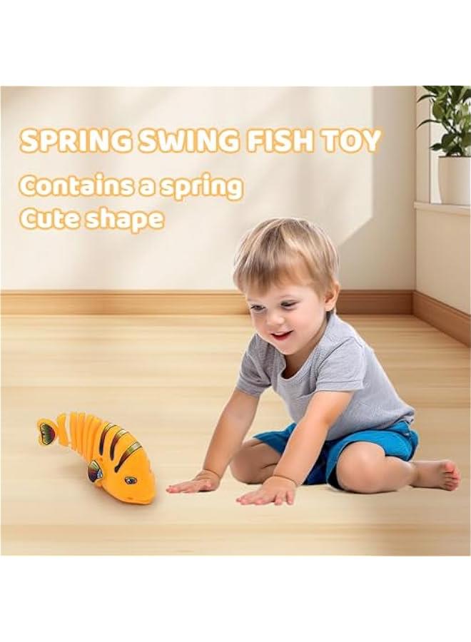 Plastic Wind-Up Wiggle Fish Toys,Interactive Clockwork Swinging Cartoon Fish Toys,Creative 360° Rotating Clockwork Swinging Cartoon Toy for Birthday Party Gift (Mix Color/2set) - Image 2