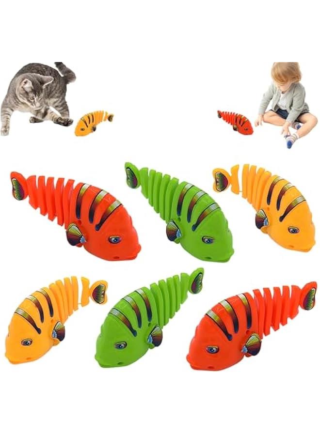 Plastic Wind-Up Wiggle Fish Toys,Interactive Clockwork Swinging Cartoon Fish Toys,Creative 360° Rotating Clockwork Swinging Cartoon Toy for Birthday Party Gift (Mix Color/2set) - Image 1